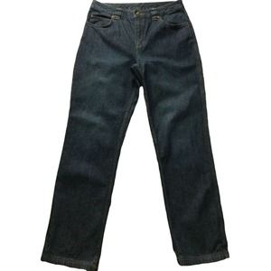 Duluth Trading Womens Jeans size 8 Tall Long x33" insm Dark Wash Straight Cotton
